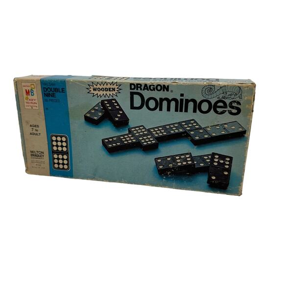 Vintage Dominoes Double Nine Wooden by Milton Bradley 1970 4132 55 pcs - Picture 1 of 7